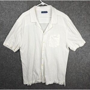 Frescobol Carioca Shirt Mens Sz XL White Linen Blend Button Up Short Sleeve